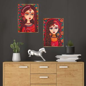 Set of Two Wall Paintings for Wall Dacoration Golden Framed Wall Paintings for Living Room & Bedroom Wall Art for Home Decoration & Office Wall Décor (14x11 inch CH-GD2-12)
